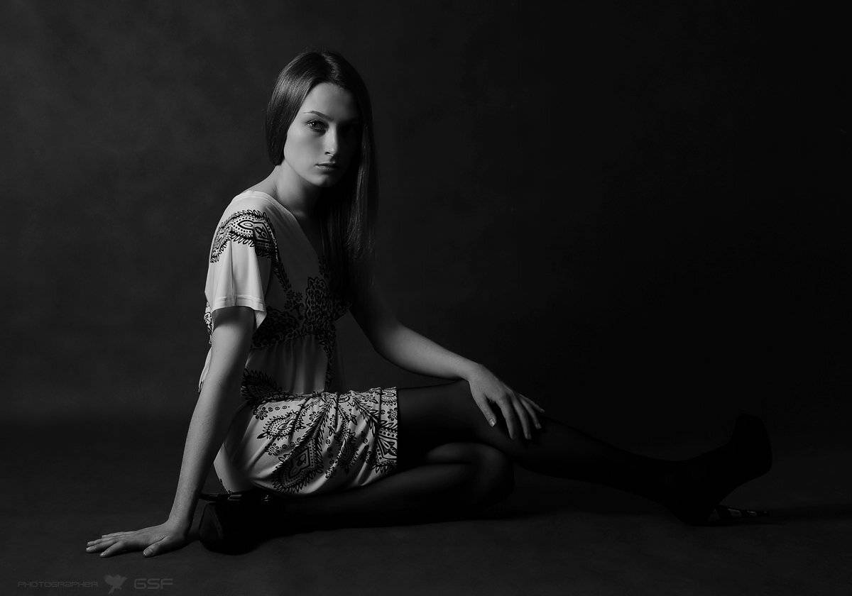 девушка, портрет, тень, чб, Serj Master