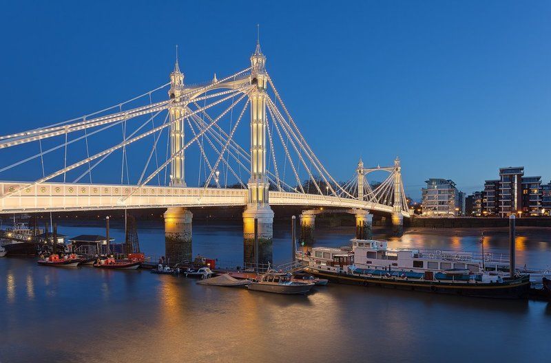 uk, london, river thames, albert bridge, англия, лондон, темза London: Albert bridge фото превью