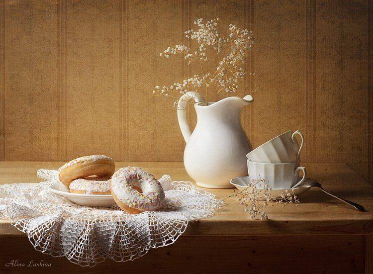 натюрморт, салфетка, пирожные, кувшин, посуда, чашка, still-life, Alina Lankina