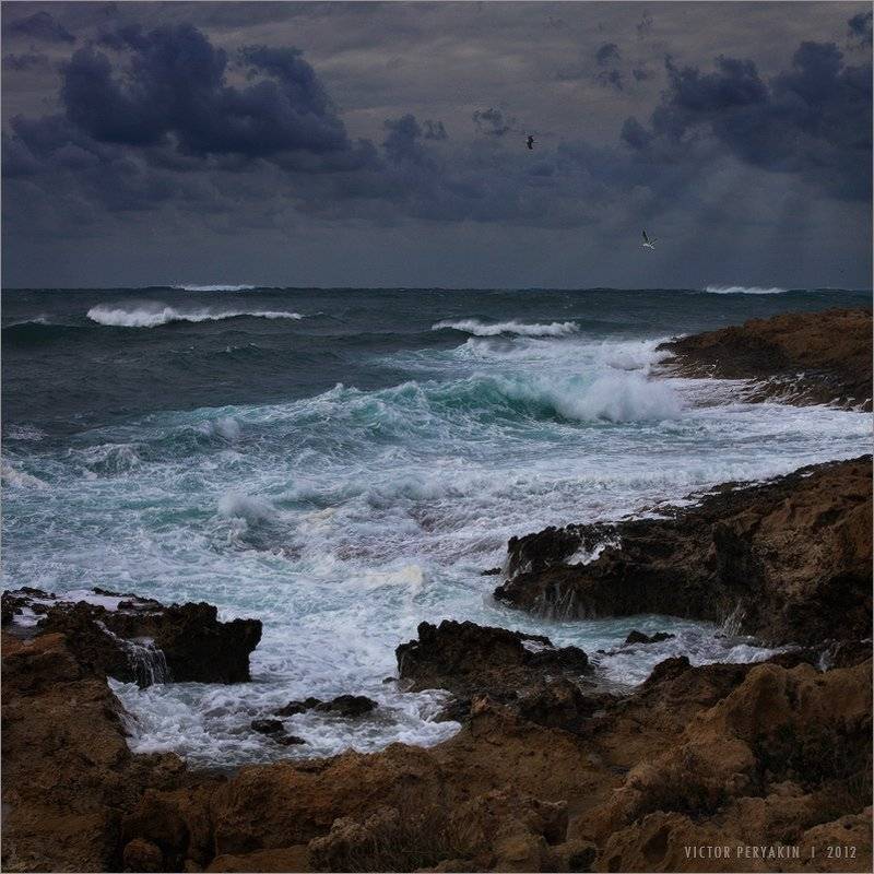 шторм, кипр, пафос, берег, Виктор Перякин