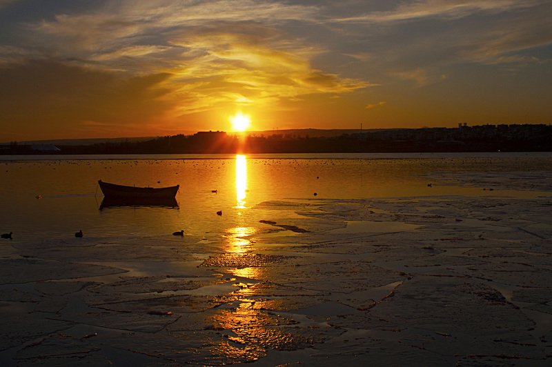 lanscape,view,image,art,reflection,sunset,boat,ice,winter,travel,life,freedom,photography, WINTER SUN фото превью