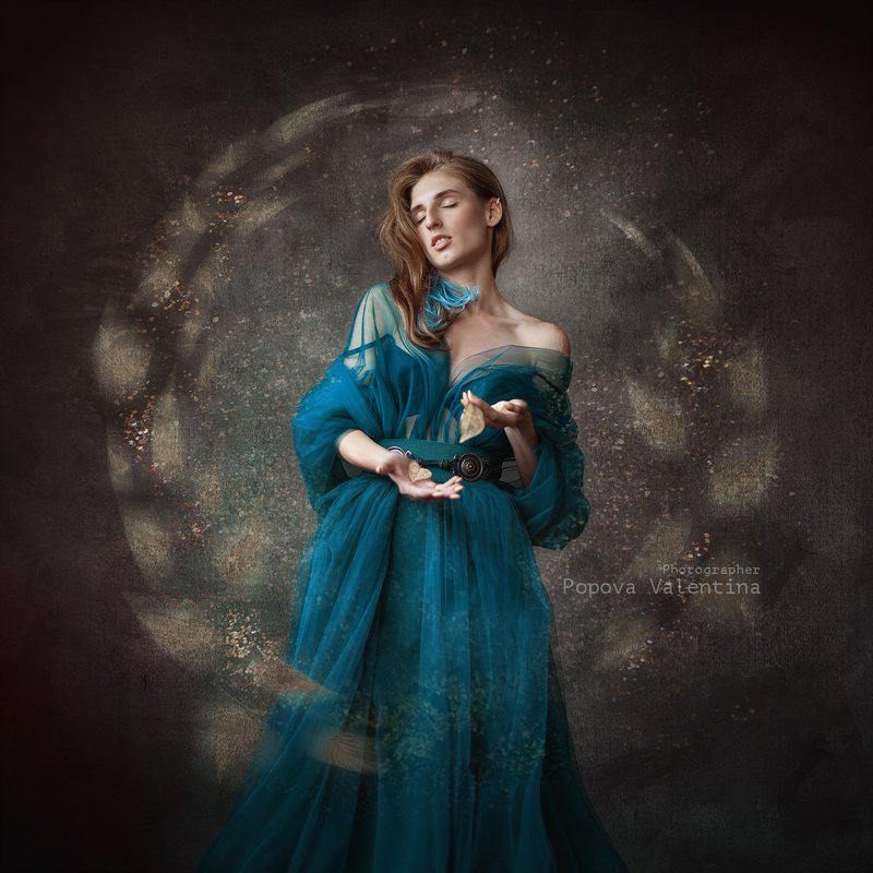 никон женщина листва платье волосы Ананстасия фото превью