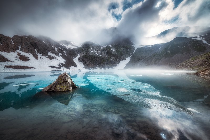 облака, горы, озеро, кавказ, архыз, софийские озера, пейзаж Летний сон Софийского озера фото превью