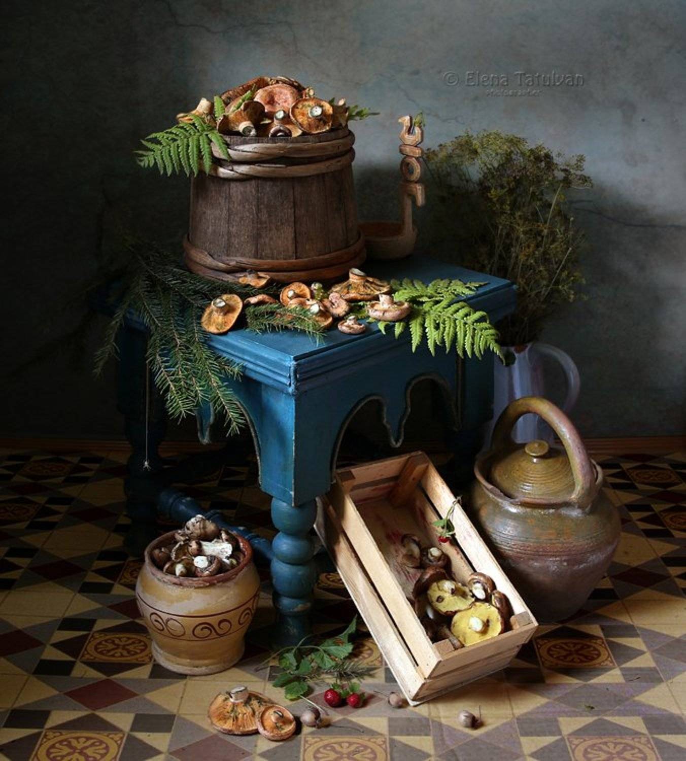 грибы, рыжики, бочка, дары леса, Елена Татульян