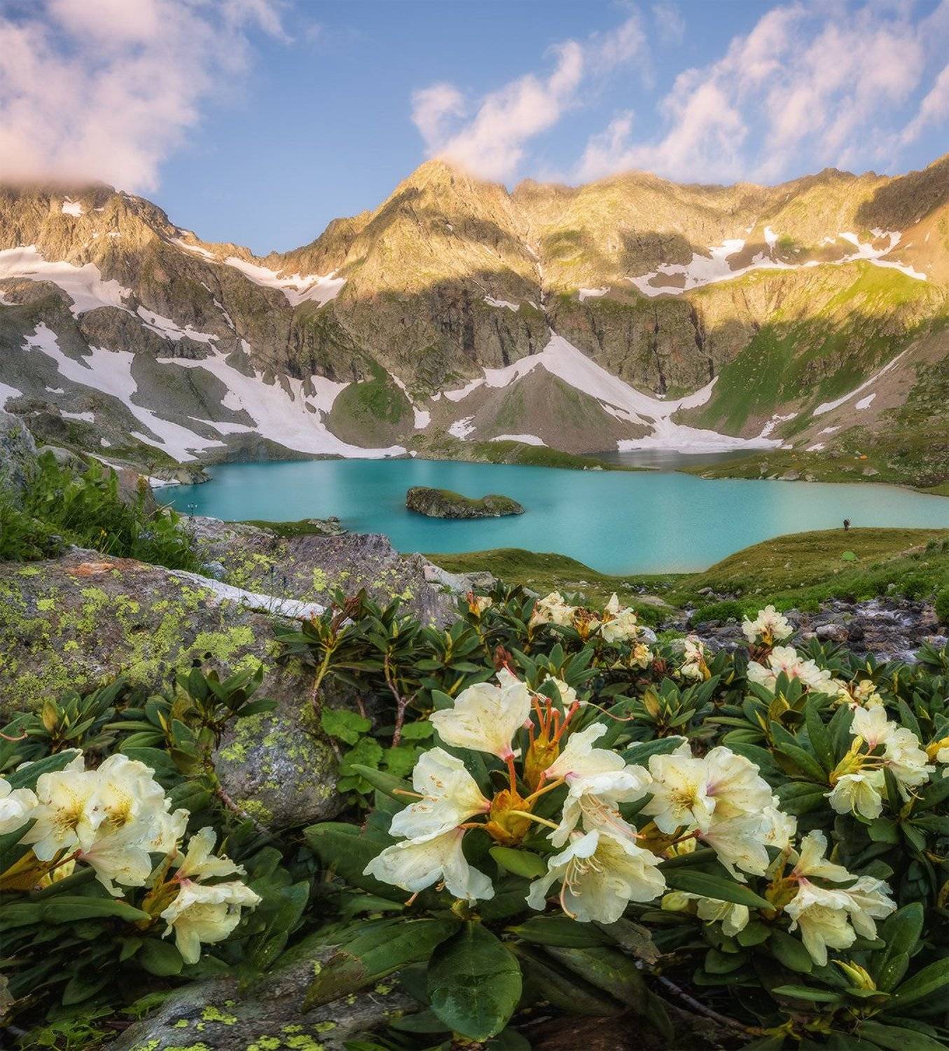 северный, кавказ, большое имеретинское озеро, безмолвия, утро, июль,, Николай Мысливцев