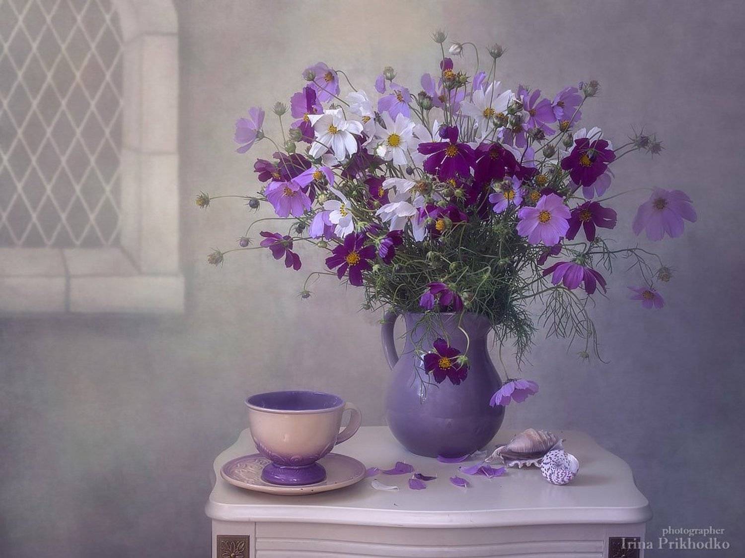 натюрморт, цветочный, винтажный, ретро, космея, букет,, Ирина Приходько