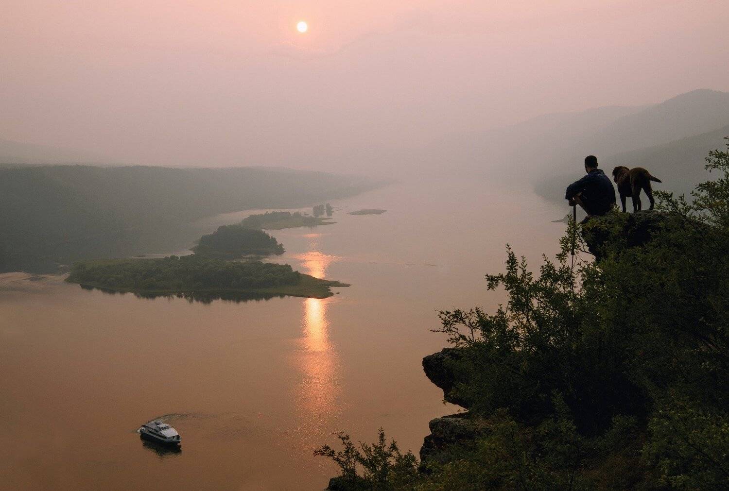 закат, дымка, енисей., Марина Фомина