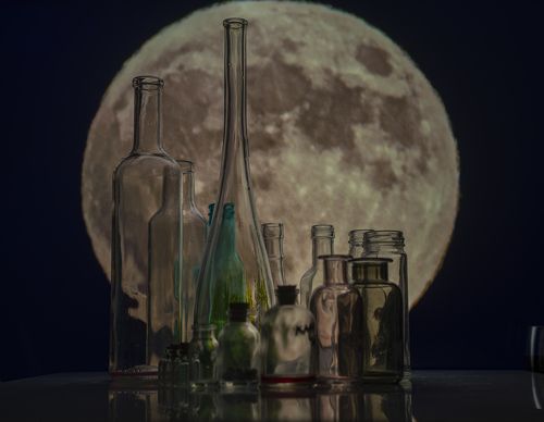 bottles and moon