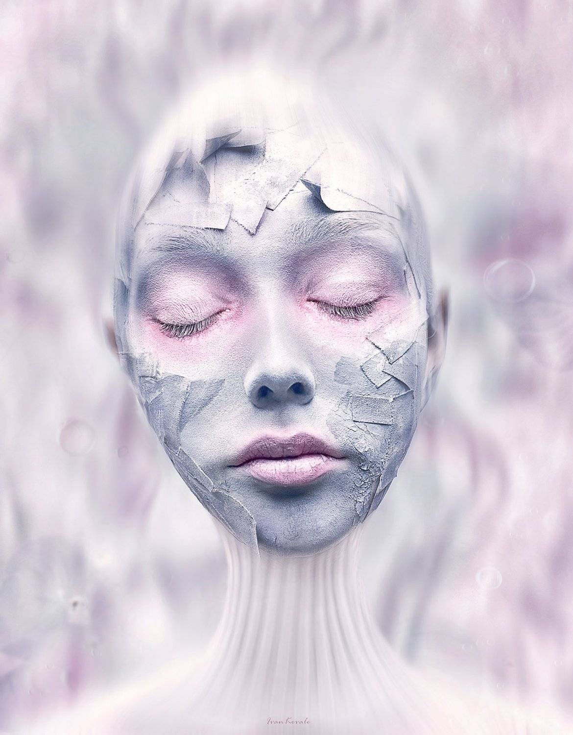 портрет, лицо, пластырь, девушка, болезнь, утро, избавление, свет, круги, скорлупа, пробужение, Ковалёв Иван