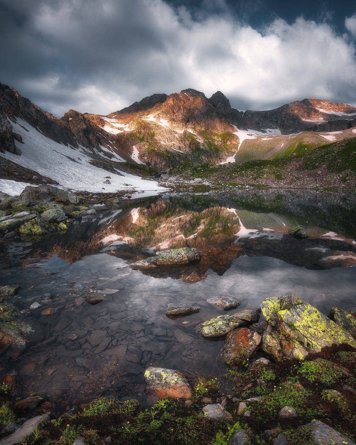 архыз, кавказ, софийские озера, горное озеро, отражение, горы, рассвет, пейзаж, Tania Leschinskaya