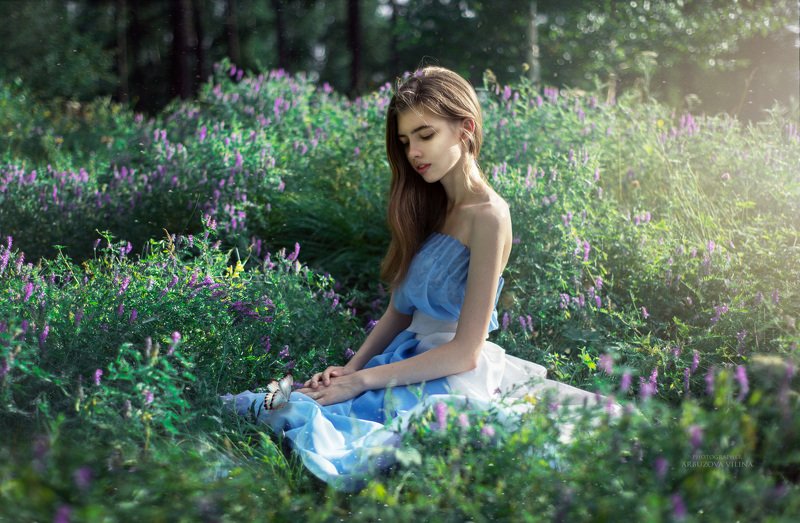 девушка, фея, принцесса, бабочка, сказка, лето, волшебство, фото, арт, портрет  фото превью