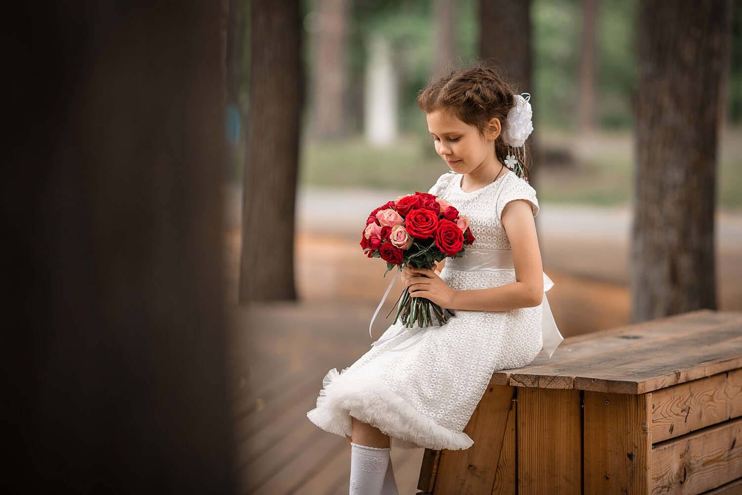 девочка, лето, фотосессия, парк, кулебаки, портрет, прогулка, букет невесты, дочка невесты, свадьба, Владимир Васильев