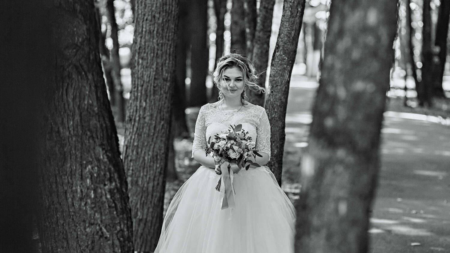 свадьба, свадебная фотосессия,  невеста, свадебный букет, свадебное платье, счастье, любовь, портрет, ч/б, Владимир Васильев