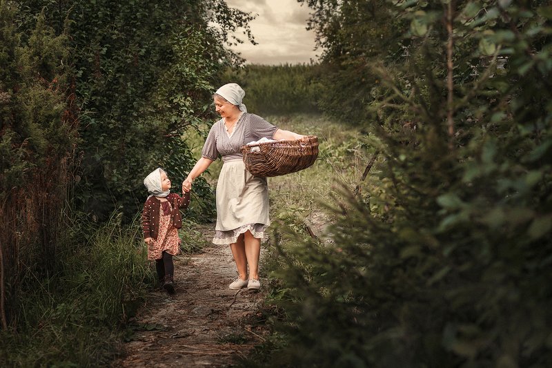 мама, мама и дочка, семья, kids, деревня \