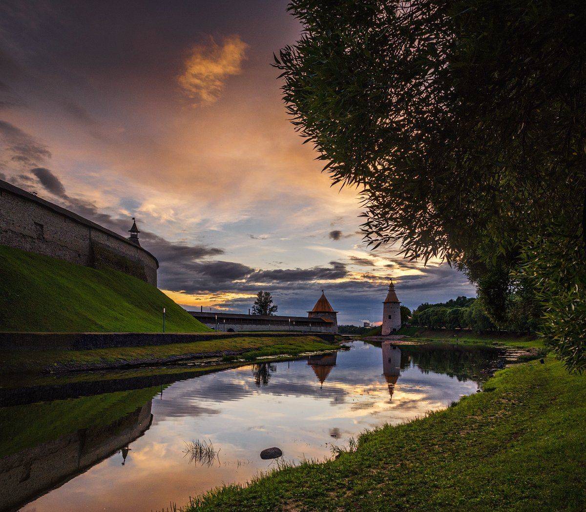 псков, россия, закат, вечер, Майя Афзаал