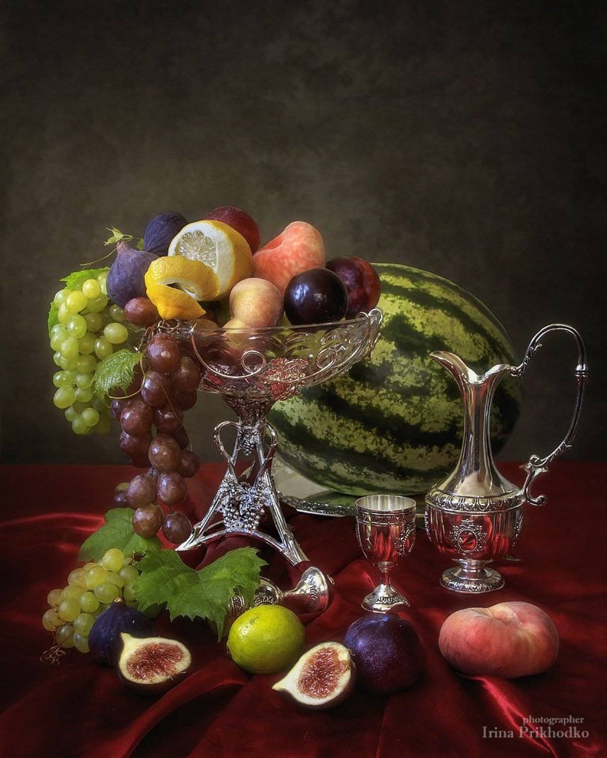 натюрморт, фрукты, винтажный, инжир, арбуз, Ирина Приходько