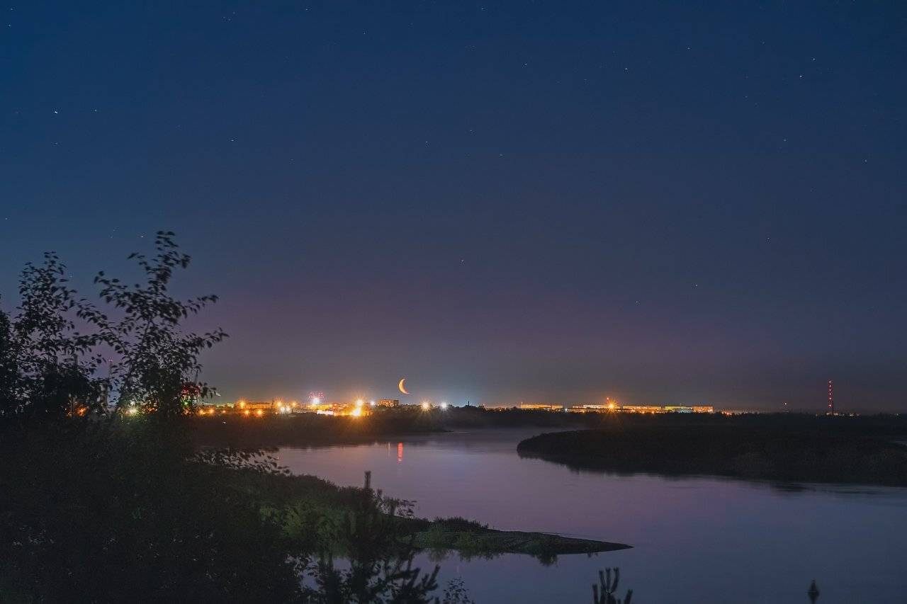 печора,ночь,луна, Игорь Подобаев