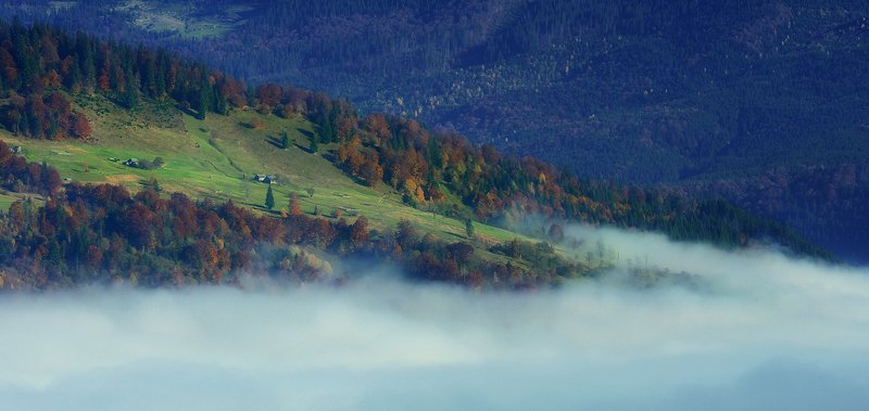 горы, осень, туман Ясиня фото превью