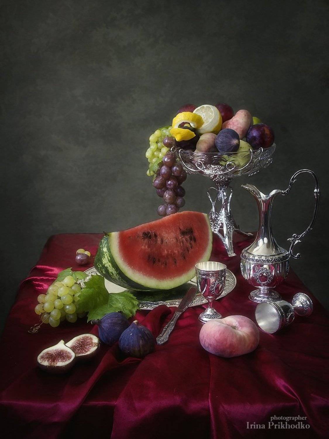 натюрморт, винтажный фруктовый, арбуз. инжир, Ирина Приходько