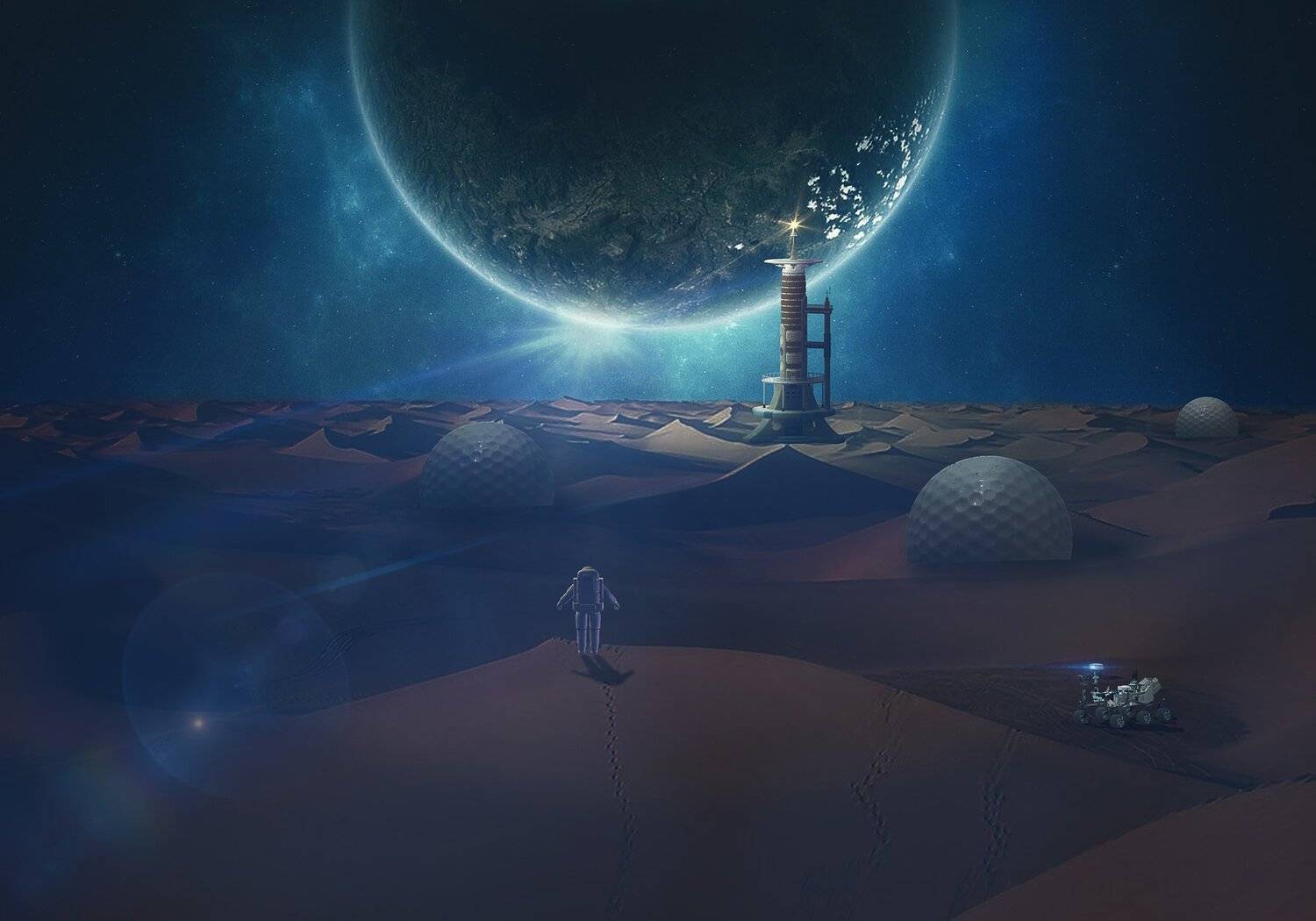 пустыня, планета, космонавт, Sergii Vidov