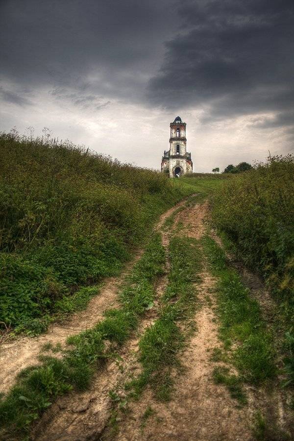 белая, церковь, путь, троицкий, храм, тучи, Dmitry Apalikov