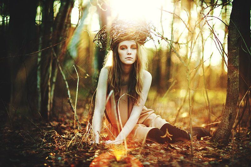 весна, пробуждаясь, портрет, гнездо, девушка se réveiller фото превью