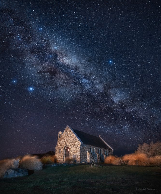 новая зеландия,текапо,ночь,звёзды,млечный путь Церковь Доброго Пастыря... фото превью
