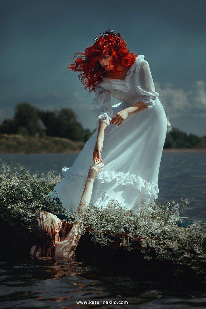 mermaid, art, portrait, photo, red, ginger, couple, fairy, fairy tale, fantasy, fine art, fantastic, drama, nature, Катерина Клио