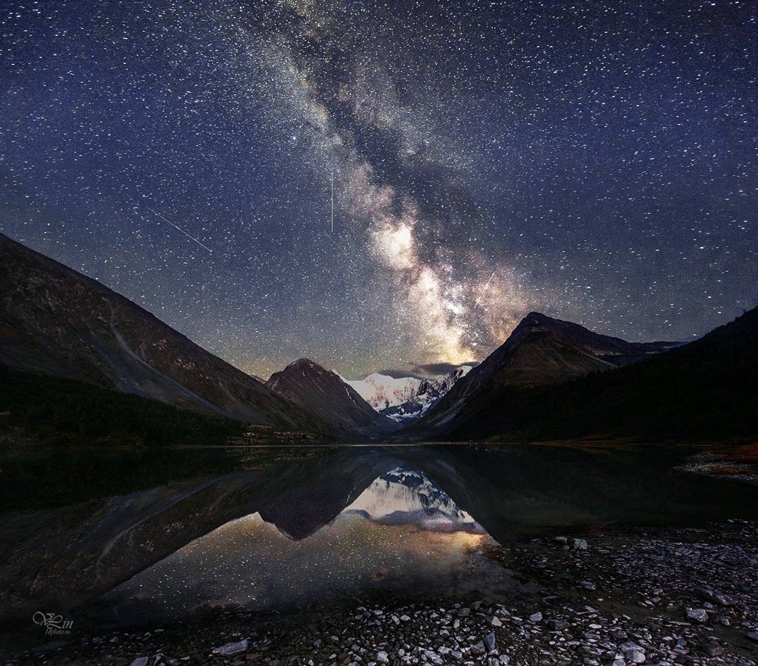 алтай, аккем, озеро, горы, алтайские горы, гора бехуха, млечный путь, Vyacheslav Lozhkin
