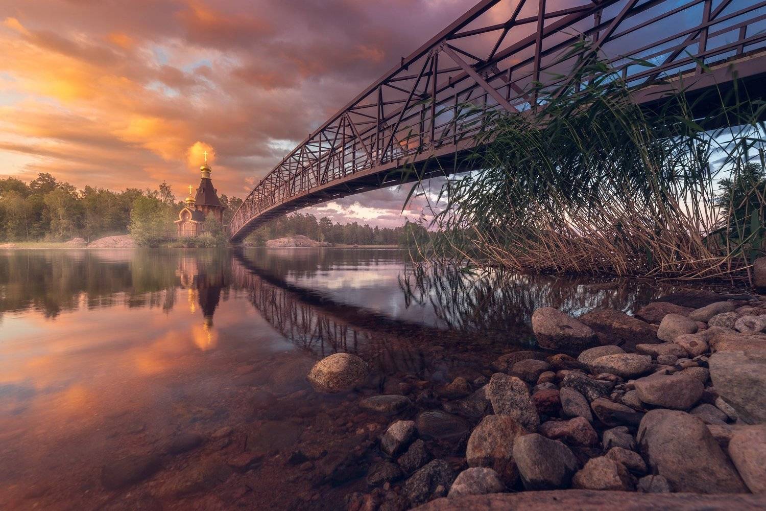 russia, saint petersburg, sunset, reflection, water, river, lake, forest, church, orthodox, Eduardo Fuster Salamero