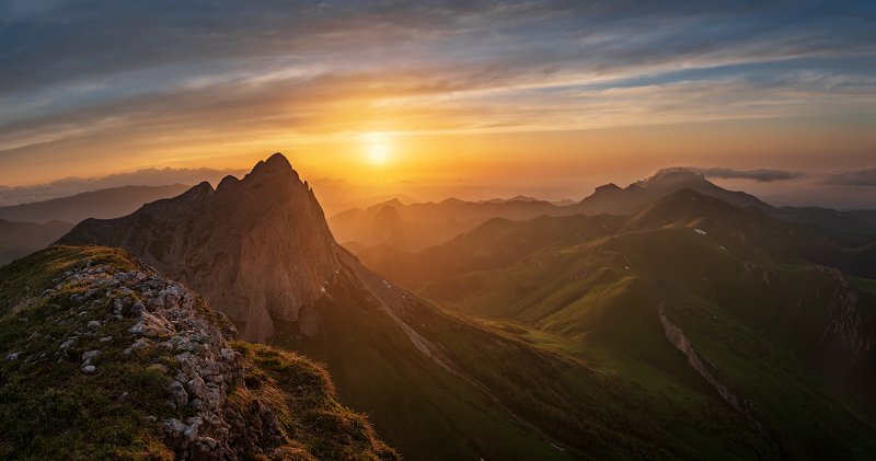 закат, большой тхач, малый тхач, асбестная, горы, пейзаж, рассвет, кавказ, адыгея, ачешбоки, На закате фото превью