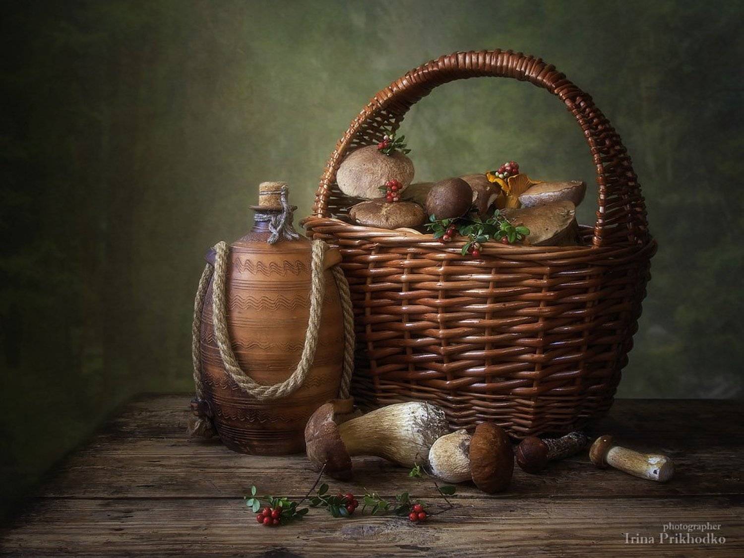 натюрморт, грибы, лето, корзина, винтажный натюрморт, , Ирина Приходько