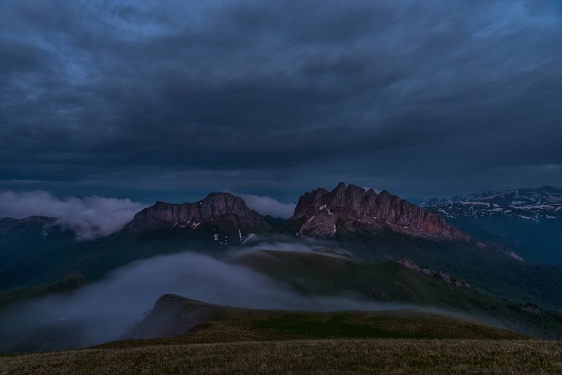 закат, большой тхач, малый тхач, асбестная, горы, пейзаж, рассвет, кавказ, адыгея, ачешбоки, Ачешбоки (Чёртовы ворота) фото превью