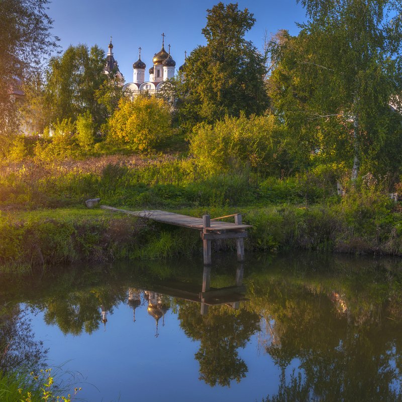 осень,пруд,храм,закат,пейзаж,природа,подмосковье *** фото превью