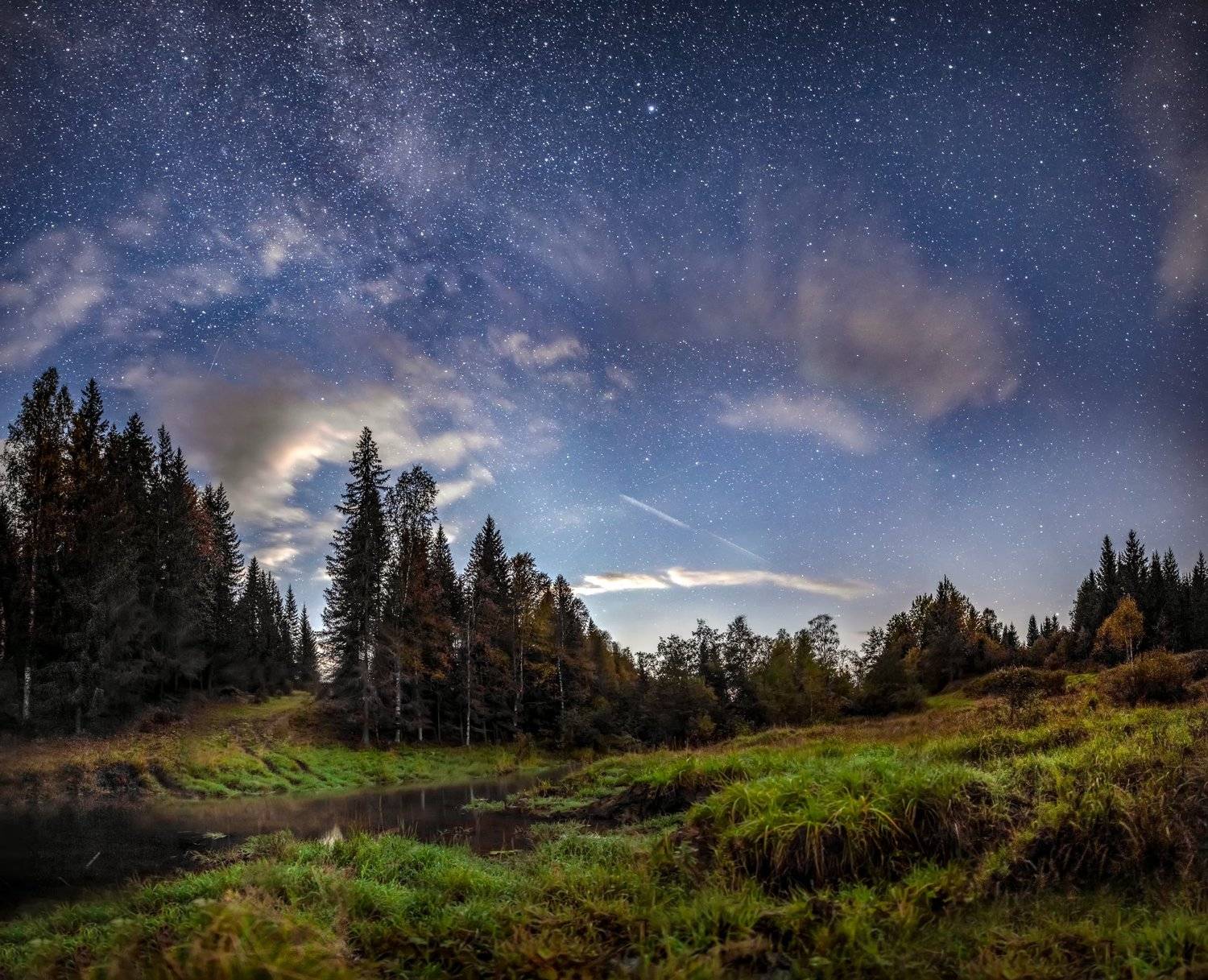 звезды, млечный путь, ночь, астрофото, река, Андрей Козлов
