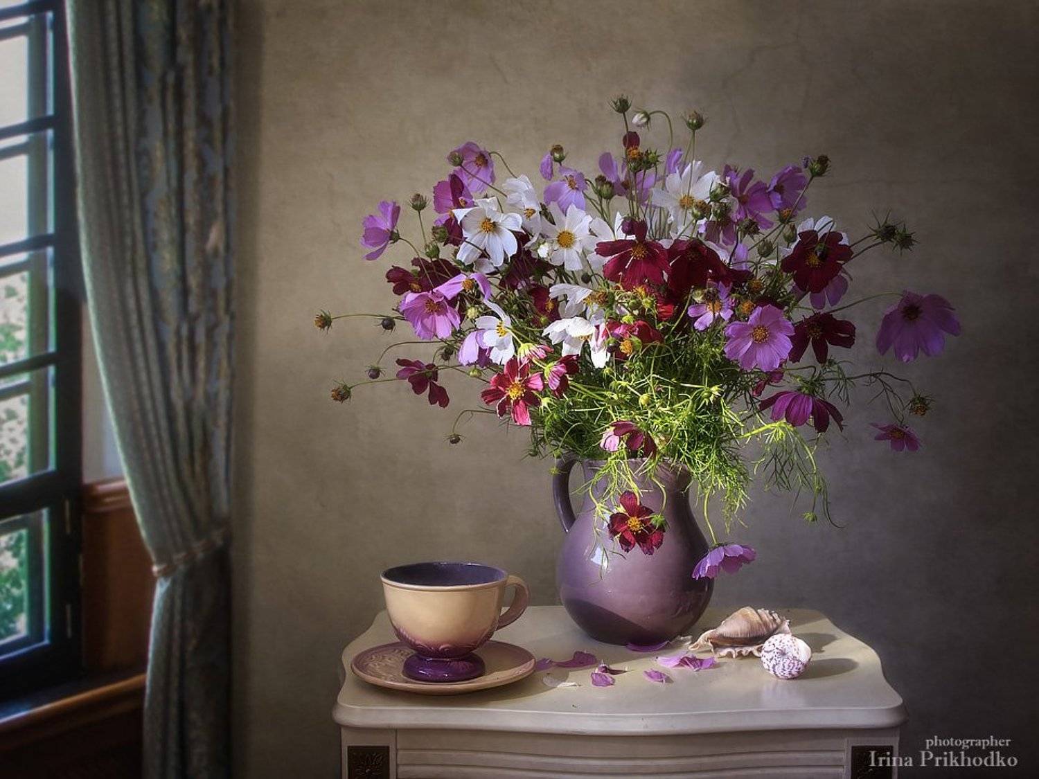 натюрморт, цветочный, винтажный, букет, космея, лето, Ирина Приходько