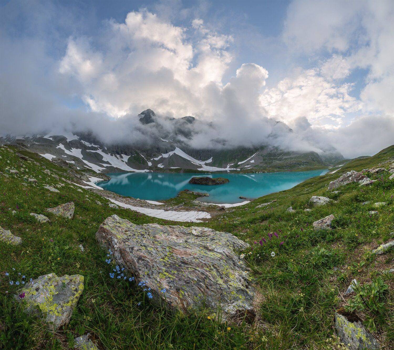 северный, кавказ, большое имеретинское озеро, вечер, июль,, Николай Мысливцев