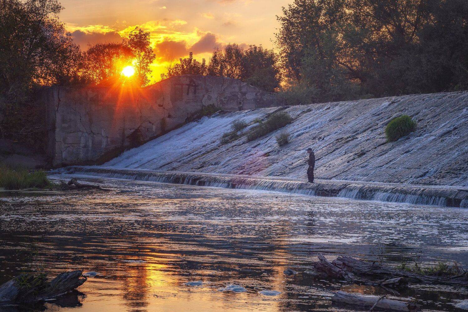 закат,плотина,река,природа,пейзаж,подмосковье,серпухов, Павел Ныриков