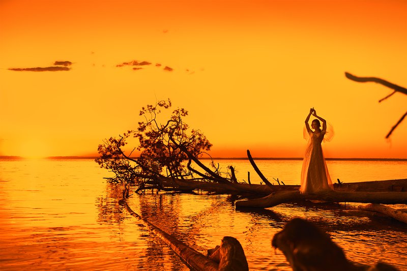 portrait, sunset, women, yellow, seaside, закат, портрет, девушка, желтый, побережье  фото превью