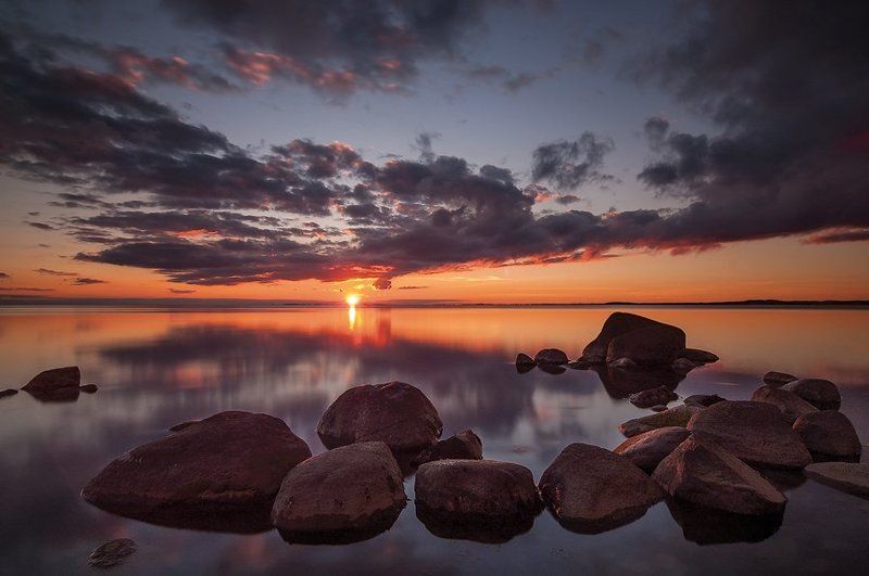 море, вечер, закат, камни, балтика Просто закат фото превью
