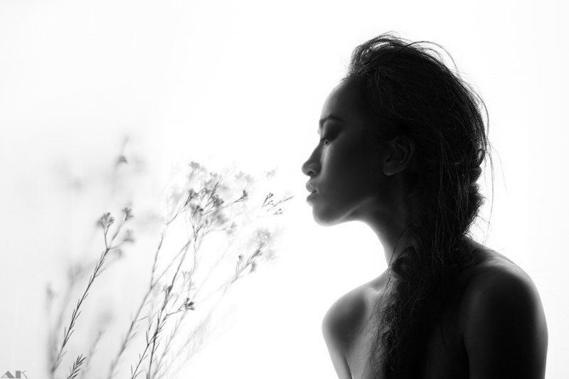 b/w, portrait, портрет, цветы Black and white story фото превью
