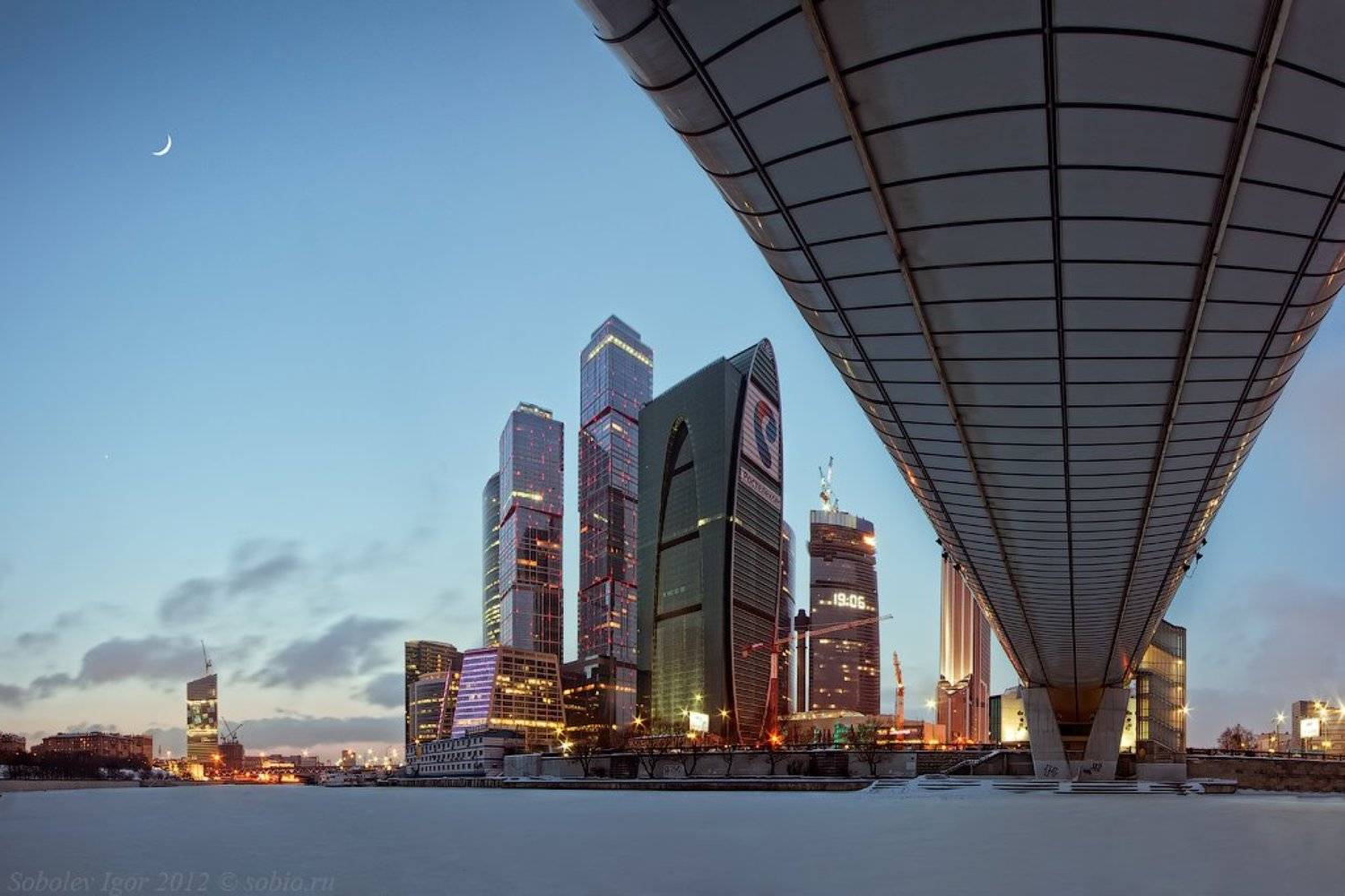 багратионовский мост, вечер, город, москва, москва-сити, мост, Соболев Игорь