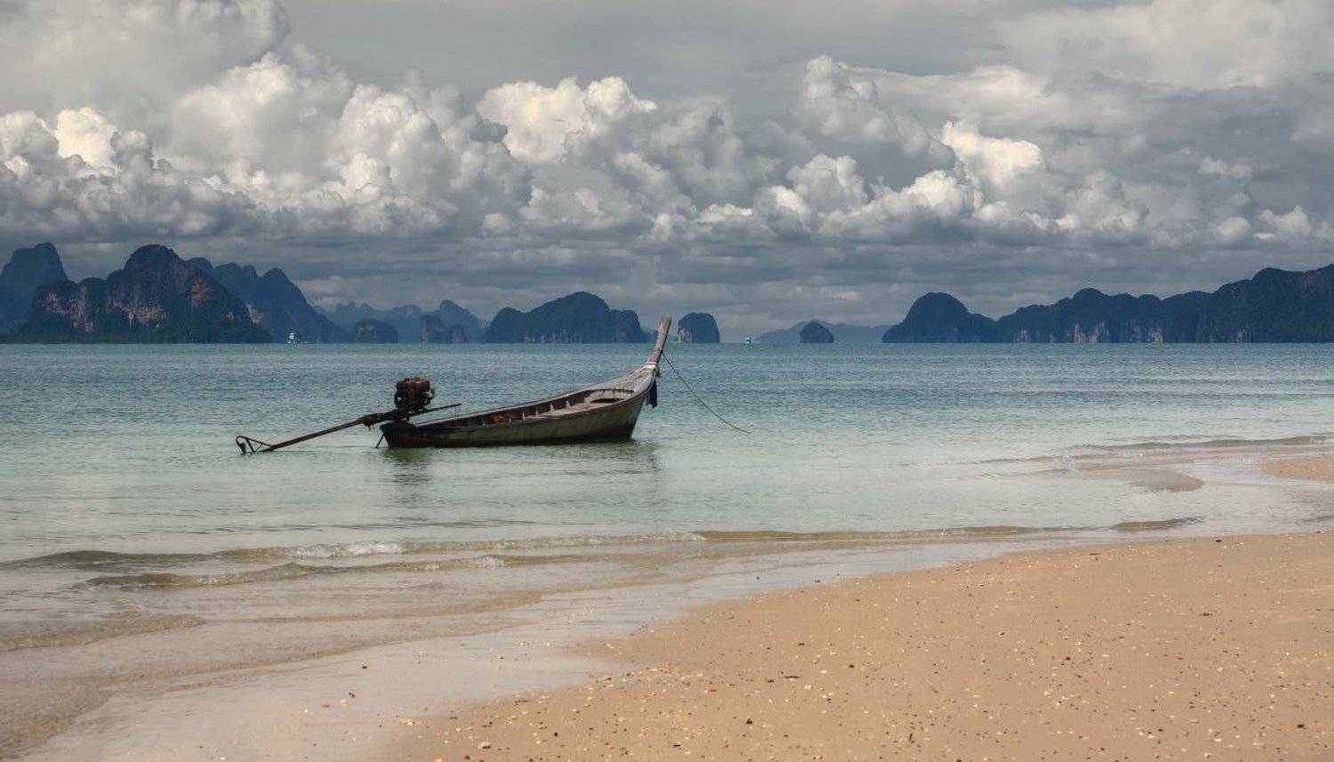 берег, песок, вода, море, лодка, острова, облака, таиланд, Георгий Машковцев