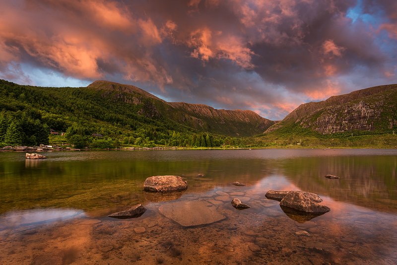 norway,sunset,nature,landscape  фото превью