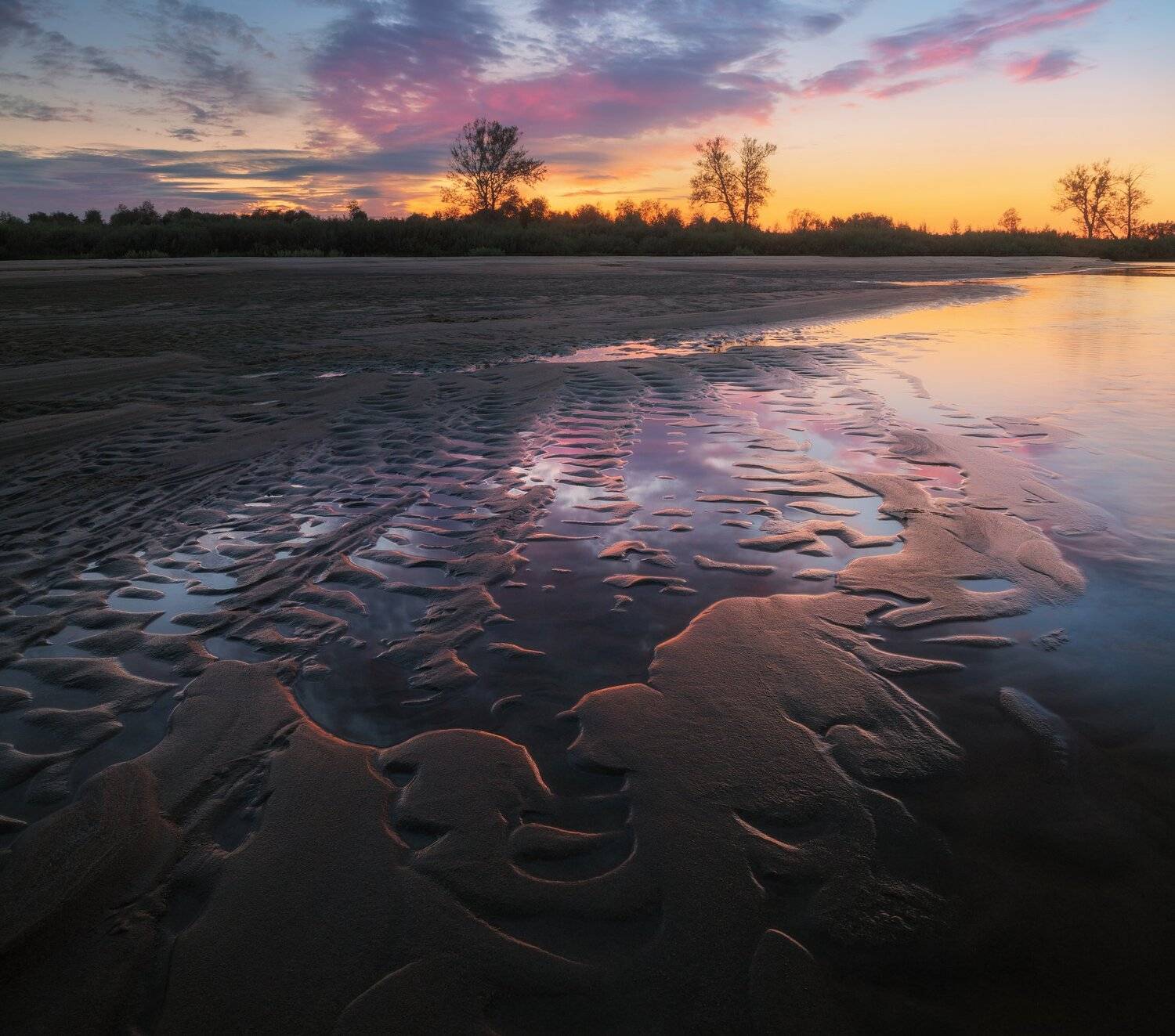 Северная Двина, река, закат, лето, вечер, пляж, берег, песок, Смольский Евгений