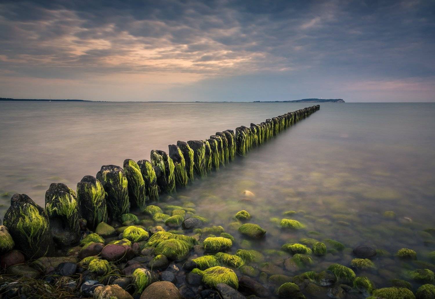 baltic, sea, water, waves, sunset, breakwaters, rugen, Artur Bociarski