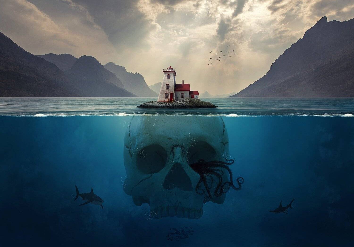 остров, скалы, океан, череп, Sergii Vidov