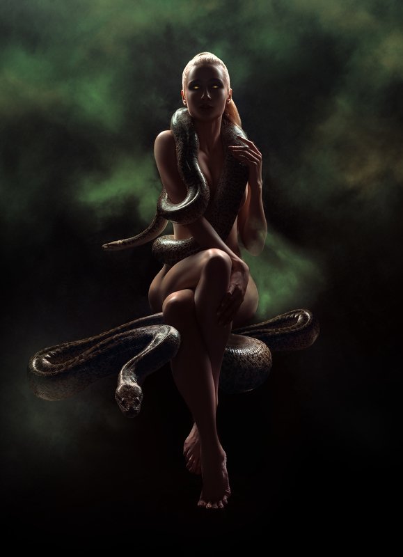 #взгляд #sight #портрет #snake #darkbeauty #girl #змеи #девушка #naked Змеиная Богиня фото превью