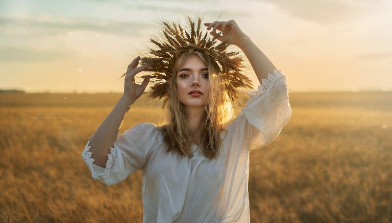 девушка, сказка, лето, волшебство, фото, арт, портрет , поле, пшеница, колос Солнце фото превью