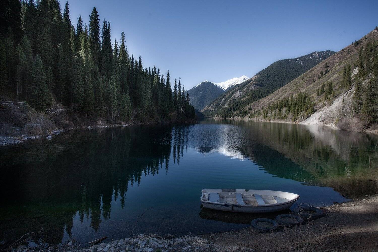 пейзаж,озеро,лодка,утро,голубой, Тамара Андреева